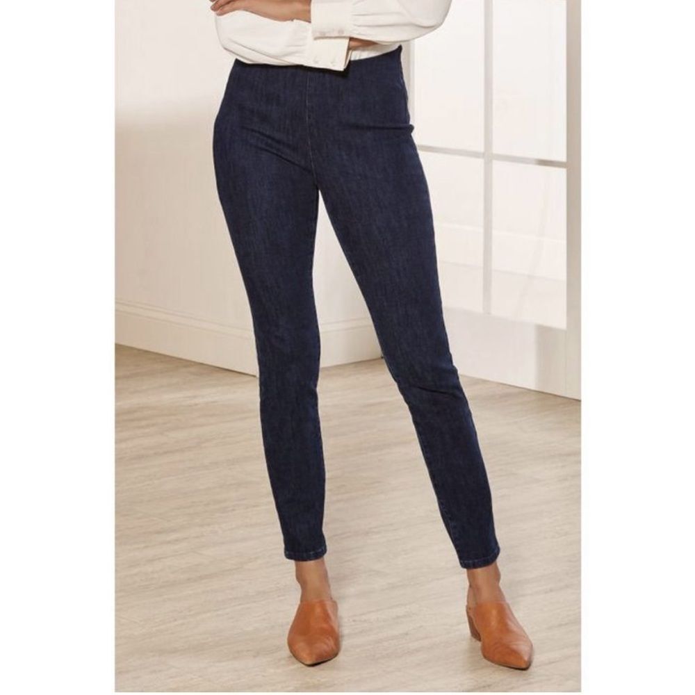 Soft Surroundings Ultimate Denim Pull On Skinny Jeans Slimming Dark Sz S